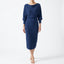 Women’s Draped Cowl Neck Midi Dress with Batwing Sleeves