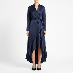 Women’s Draped Satin Long Sleeve Maxi Dress