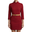 Women’s Elegant Belted Mini Dress with High Neck