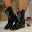 Women's Embroidered Western Ankle Boots with Block Heels - Stylish Cowgirl Boots for Everyday Wear 4