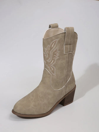 Women's Embroidered Western Ankle Boots with Block Heels - Stylish Cowgirl Boots for Everyday Wear 5