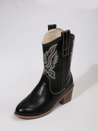 Women's Embroidered Western Ankle Boots with Block Heels - Stylish Cowgirl Boots for Everyday Wear 6