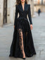 Women’s Evening Gown | Structured Bodice, Lace Overlay, Thigh-High Slit 0