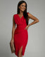 Women’s Fitted Cocktail Dress | V-Neckline, Side Slit 0
