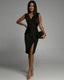 Women’s Fitted Cocktail Dress | V-Neckline, Side Slit 5