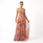 Women’s Floral Draped Strap with Cross Waist Detail Maxi Dress