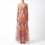 Women’s Floral Draped Strap with Cross Waist Detail Maxi Dress