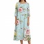 Women’s Floral Midi Dress with Three-Quarter Sleeves