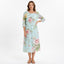 Women’s Floral Midi Dress with Three-Quarter Sleeves
