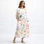 Women’s Floral Midi Dress with Three-Quarter Sleeves