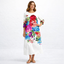 Women’s Floral Midi Dress with Three-Quarter Sleeves