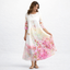 Women’s Floral Midi Dress with Three-Quarter Sleeves