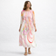 Women’s Floral Midi Dress with Three-Quarter Sleeves