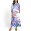 Women’s Floral Midi Dress with Three-Quarter Sleeves