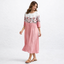 Women’s Floral Midi Dress with Three-Quarter Sleeves
