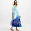 Women’s Floral Midi Dress with Three-Quarter Sleeves