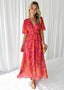 Women’s Floral Summer Dress | Midi Length, Puff Sleeves, V-Neckline 3