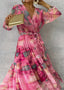 Women’s Floral Summer Dress | Wrap Design, Long Sleeves 3