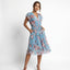 Women’s Floral Wrap Midi Dress with Tie Belt
