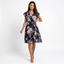 Women’s Floral Wrap Midi Dress with Tie Belt