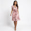 Women’s Floral Wrap Midi Dress with Tie Belt