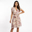 Women’s Floral Wrap Midi Dress with Tie Belt