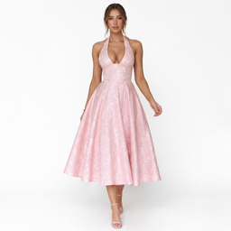 Women's Halter Lace-Up Midi Dress