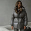 Women's Hooded Jacket with Adjustable Waist, Shiny Finish - Stylish Womens Coats for Autumn/Winter 0