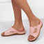 Women’s Open-Toe Slip-On Sandals with Cutout Design
