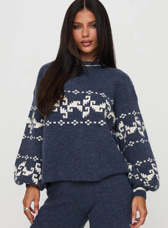 Women’s Patterned Knit Sweater with Relaxed Fit