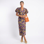 Women’s Puff Sleeve V-Neck Printed Midi Dress