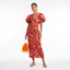 Women’s Puff Sleeve V-Neck Printed Midi Dress
