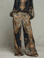 Women's Set | Long-Sleeved V-Neck Top, Wide-Leg Trousers 4
