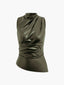 Women’s Sleeveless Faux Leather Drape Top