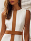 Women’s Sleeveless Mini Dress | Faux Leather, Color-Blocked Design 1