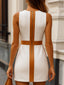 Women’s Sleeveless Mini Dress | Faux Leather, Color-Blocked Design 3
