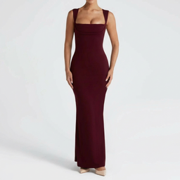 Women’s Square Neck Sleeveless Fitted Maxi Dress
