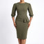 Women’s Structured Midi Dress with Three-Quarter Sleeves