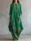 Women's Suit | Asymmetrical Neckline, Floral Print Trousers 2