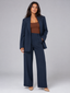 Women's Suit | Single-Button Blazer, High Waist Wide-Leg Pants 0