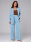 Women's Suit | Single-Button Blazer, High Waist Wide-Leg Pants 7