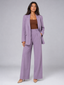 Women's Suit | Single-Button Blazer, High Waist Wide-Leg Pants 8