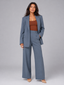 Women's Suit | Single-Button Blazer, High Waist Wide-Leg Pants 9