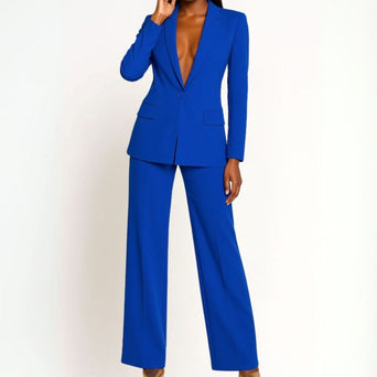 Women's Suit | Tailored Single-Button Blazer, Wide-Leg Pants 0