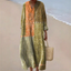 Women’s Summer Dress | Geometric Patchwork Design, V-Neckline 0