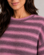 Women's Sweater | Fuzzy Striped Knit, Crew Neckline 3