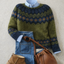 Women's Sweater | Nordic Knit Pattern, Ribbed Cuffs 0