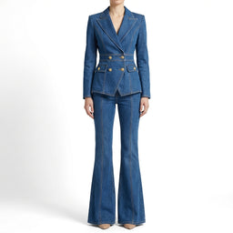 Women’s Tailored Denim Blazer & Flared Pants Set