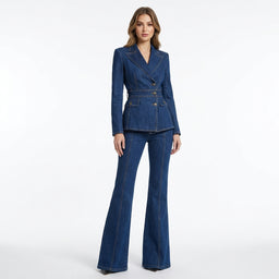 Women’s Tailored Denim Blazer & Flared Pants Set