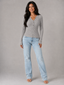 Women's Top | Buttoned Henley Neckline, Ribbed Texture 1
